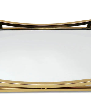 Rectangle Mirror Tray with Gold Walls MT4599