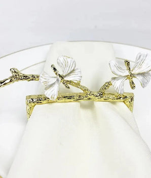 WHITE RECTANGLE BUTTERFLY NAPKIN RING NR1194