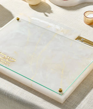 RESIN CHALLAH BOARD W/ KNIFE SLOT GOLD CH-KS-RS-GO