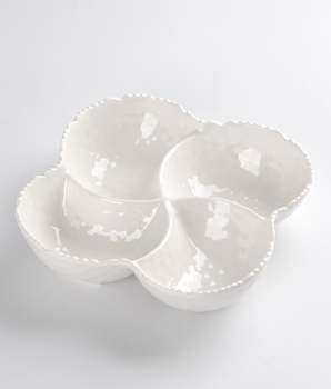 MELAMINE WHITE HAMMERED 4 SECTION BOWL WAV2735