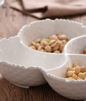 MELAMINE WHITE HAMMERED 4 SECTION BOWL WAV2735