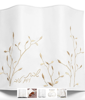 Leather Challah Cover Branch Gold PU-CC-EML-GO