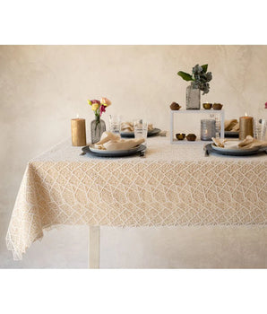 BEIGE SHERLIN UNLINED TABLECLOTH 60X96