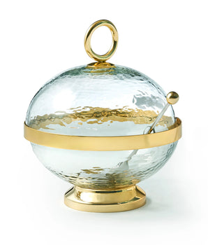 SPHERE HONEY JAR W/ SPOON GOLD 51126