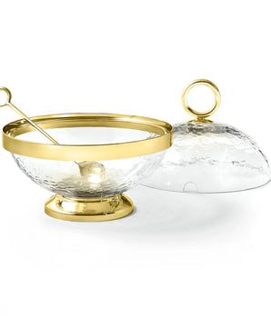 SPHERE HONEY JAR W/ SPOON GOLD 51126