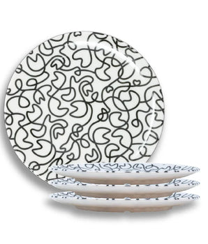 BL/WH SQUIGGLY 11" DINNER PLATE MELAMINE S/4 MD110007