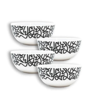 BL/WH SQUIGGLY 6" BOWL MELAMINE S/4 MB60007