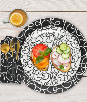 BL/WH SQUIGGLY 15" VINYL PLACEMAT S/4 VP15000715