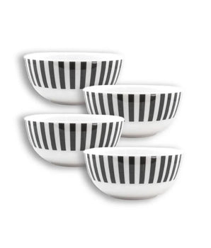 BL/WH STARBURST 6" BOWL MELAMINE S/4 MB60002