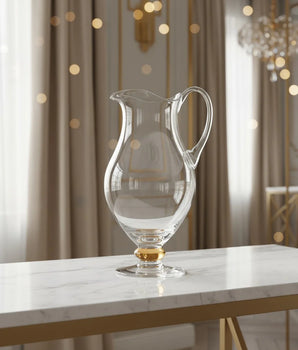 GLASS PITCHER W/FOOT AND AMBER DIAMOND VGP4282