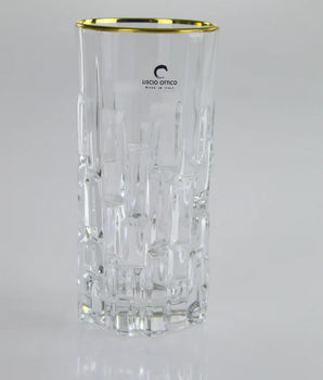 HIGHBALL GLASS W/ BLOCK DESIGN & GOOD RIM S/6 VHB4387