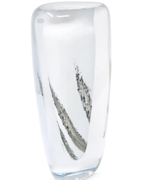 Glass Double Wall Vase White Inner With Black Strokes VMV4987