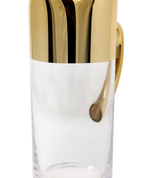 GLASS PITCHER WITH GOLD HANDLE ON TOP VPG4982
