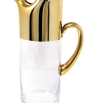 GLASS PITCHER WITH GOLD HANDLE ON TOP VPG4982