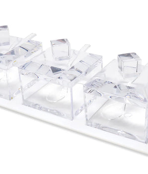 3 Bowl Acrylic Serving Dish on Tray with Covers and Spoons VSD4614