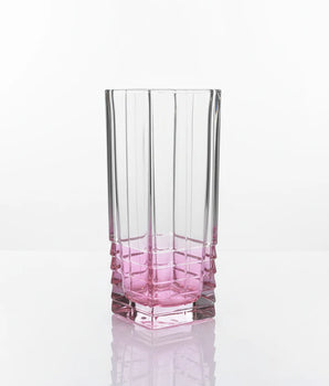 SQUARE VASE W/DIAMOND CUT AND PINK SHADE VV5833