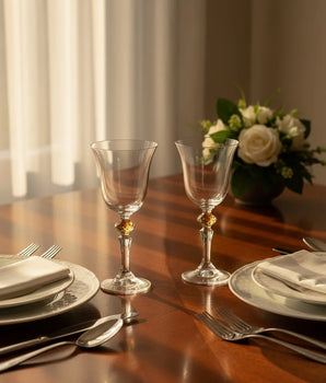 Water Glasses, with Amber Diamond on Stem VWR5536