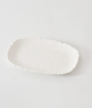 MELAMINE WHITE HAMMERED SMALL SERVING PLATTER WAV1139