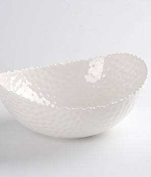 WHITE MELAMINE HAMMERED LARGE OVAL BOWL WAV2018