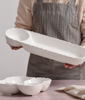 MELAMINE WHITE HAMMERED CHIP & DIP WAV2586