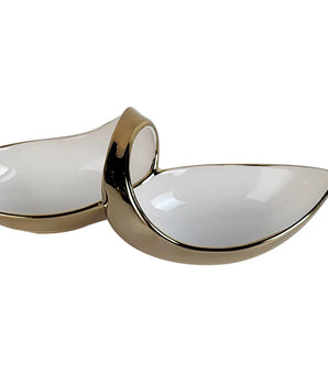 White Porcelain Double Snack Bowl WPR39