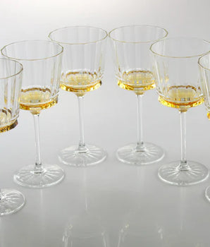 Linear Design Water Glasses W/  Amber Bottom S/6 VWR4838