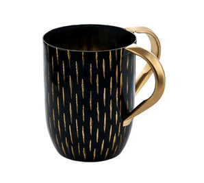 Black Enamel wash Cup Gold Line 50525
