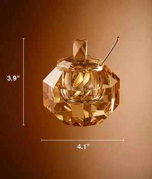 CTYSTAL AMBER HONEY DISH W/CLR KNOB J-HD-22-AM/CLR
