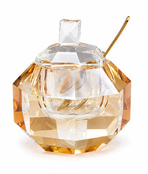CTYSTAL AMBER HONEY DISH W/CLR KNOB J-HD-22-AM/CLR