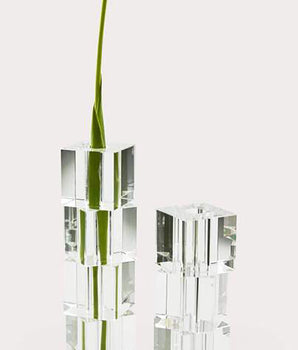 CRYSTAL BUD VASE STACKED BLOCK MED. PH244VS/M