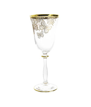 WATER GLASS W/ GOLD BUTTERFLY DESIGN S/4 VWR3853