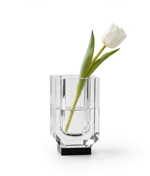 RIM CRYSTAL BUD VASE BLUE