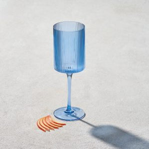 Malibu Blue Ribbed Wine Glass 11oz VD-5714-BL