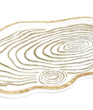 OVAL GLASS TRAY W/ GOLD GRAINED VT9761