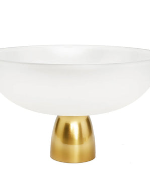 White Glass Bowl Gold Stem GFB2939