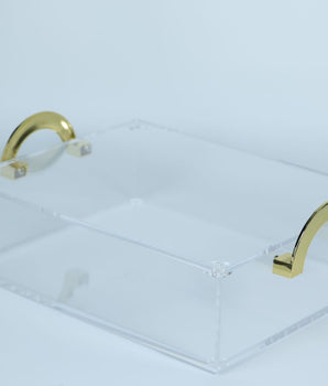 Acrylic Tray With Lid & Gold Handles ATWLGH