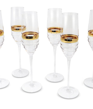 WINE GLASS LINEAR DESIGN & GOLD STRIPE VWG2910