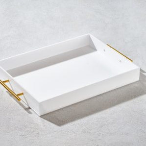 Acrylic Tray White W/ Gold Handles 12"x16" VS-12-16W