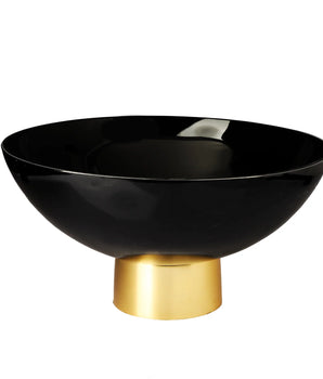 Black Glass Bowl W/ Gold Base CRB813B