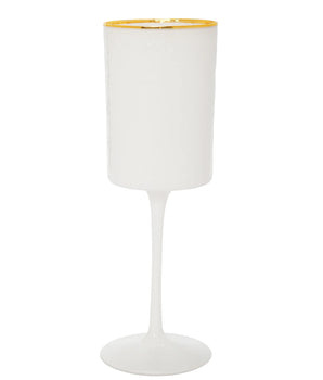 6 Wine White Pebble Glasses Gold Rim GWN3127