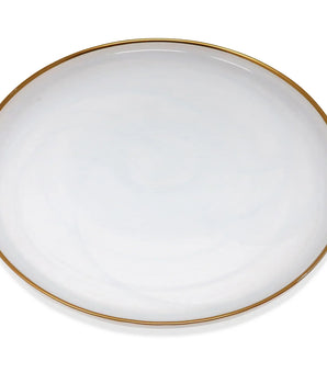 WHITE ALABASTER CHARGER W/ GOLD RIM S/4 CC4827