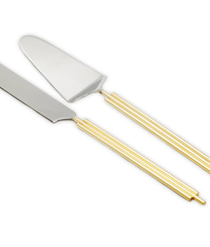 S/2 Cake Servers W/ Gold Symmetrical Handles CS2792