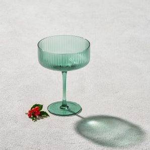Malibu Green  Ribbed Champagne Glass S/6 VD-5711-GR