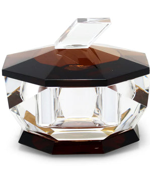 CRYSTAL CANDY JAR W/ GOLD AMBER BASE & LID VCJ4059