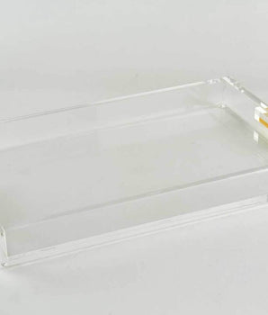 LUCITE TRAY W/ GOLD HANDLES 12X8" HA215GDTY