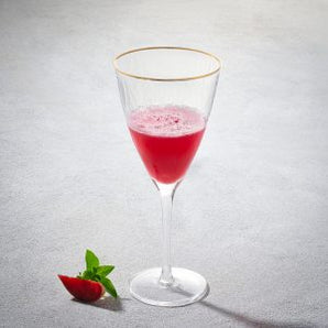 HAMMERED WINE GLASS W/ GOLD RIM S/6 VD-2013-HGR