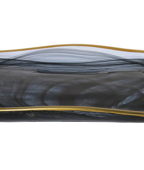 Black Alabaster Scalloped Oval Tray Small CD349