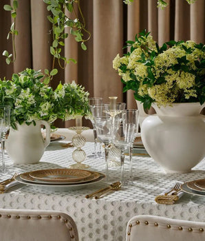 EYELET HEXAGON TABLECLOTH