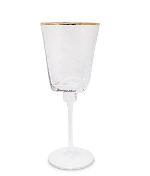 Wine Glass Square Shaped W/ Gold Rim Set/6  VWN2999
