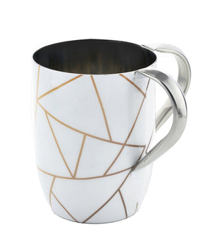 White / Gold Abstract Wash Cup 50529